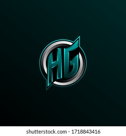 Diseño inicial del logotipo HG, Diseño inicial del logotipo HG con estilo Circle, Logo para juegos, deportes, comunidad o negocio.