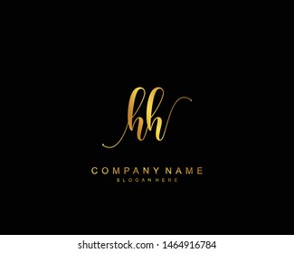 Initial HH beauty monogram and elegant logo design, handwriting logo of initial signature, wedding, fashion, floral and botanical with creative template.