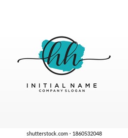 Initial HH beauty monogram and elegant logo design, handwriting logo of initial signature, wedding, fashion, floral and botanical with creative template.