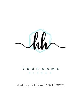 Initial HH handwriting logo template vector