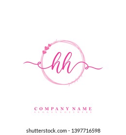 Initial HH handwriting logo template vector