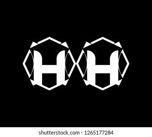 Initial HH Letter Isolated Abstract Illusion Geometric Shape Logotype