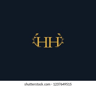 Initial HH Letter Linked Swoosh Half Round Leaf Monogram Logotype