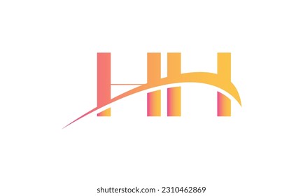 Initial HH letter Logo With Swoosh Design Graphic Vector Template for Business and Company Identity.