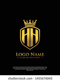 initial HH letter with shield style logo template vector