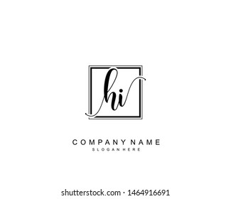 Initial HI beauty monogram and elegant logo design, handwriting logo of initial signature, wedding, fashion, floral and botanical with creative template.