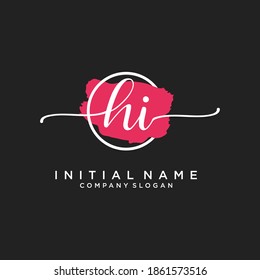 Initial HI Beauty Monogram und elegantes Logo Design, Handschrift Logo der ersten Signatur, Hochzeit, Mode, Blumen und botanisch mit kreativen Vorlage.