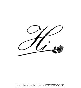 Ornamento de tipografía de flores de escritura HI inicial