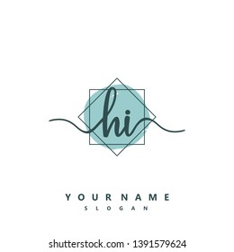 Initial HI handwriting logo template vector
