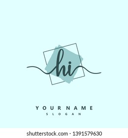 Initial HI handwriting logo template vector
