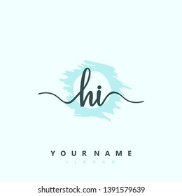 Initial HI handwriting logo template vector
