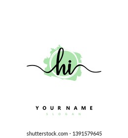 Initial HI handwriting logo template vector