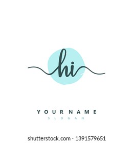 Initial HI handwriting logo template vector
