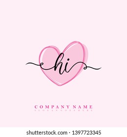Initial HI handwriting logo template vector