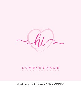 Initial HI handwriting logo template vector