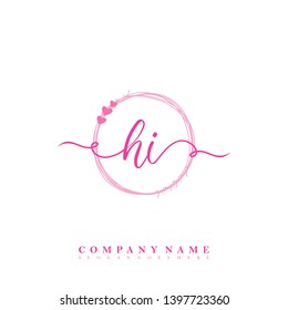 Initial HI handwriting logo template vector