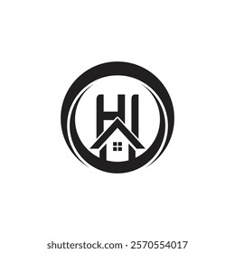 Initial HI letter Real Estate Business logo Design Vector Template