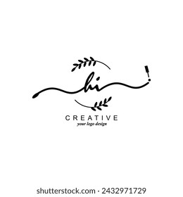 Initial HI logo handwriting botanical branding typography