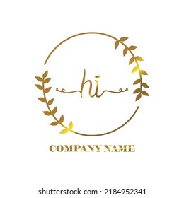 initial HI logo vector handwriting signature Elegant branding art