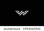 Initial hipster letter w logo monogram horseshoe shape, black and gold set mark www for business card, smooth lines style
