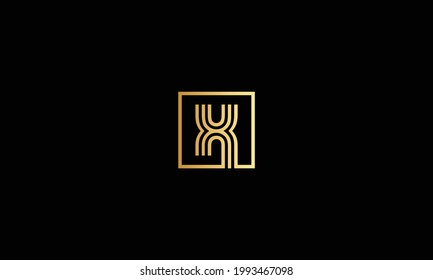 Initial hipster letter x logo monogram horseshoe shape, black and gold set mark xx for business card, smooth lines style
