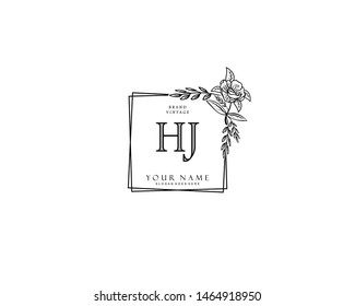 Initial HJ beauty monogram and elegant logo design, handwriting logo of initial signature, wedding, fashion, floral and botanical with creative template.