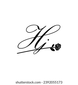 Ornamento de tipografía de flores de escritura HJ inicial moderno