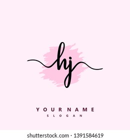 Initial HJ handwriting logo template vector