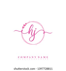 Initial HJ handwriting logo template vector