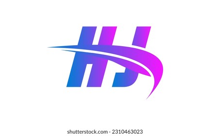 Initial HJ letter Logo With Swoosh Design Graphic Vector Template for Business and Company Identity.