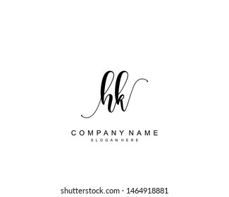 Initial HK beauty monogram and elegant logo design, handwriting logo of initial signature, wedding, fashion, floral and botanical with creative template.