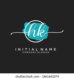 Initial HK beauty monogram and elegant logo design, handwriting logo of initial signature, wedding, fashion, floral and botanical with creative template.