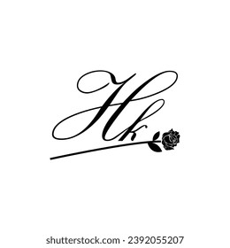 Initial HK handwriting flower typography ornament modern