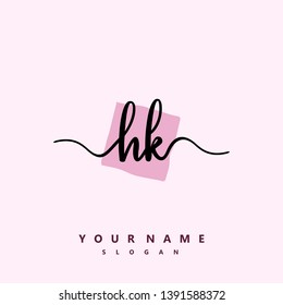 Initial HK handwriting logo template vector