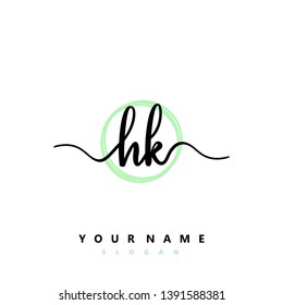 Initial HK handwriting logo template vector