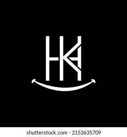 Initial HK KH Letter Logo Design Vector Template. Abstract smile shape HK KH Letter Logo Design Vector Illustration.