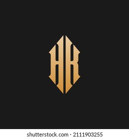 Initial HK KH Monogram Logo Template Vector Illustration Isolated in Black White Background