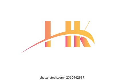 Initial HK letter Logo With Swoosh Design Graphic Vector Template for Business and Company Identity.