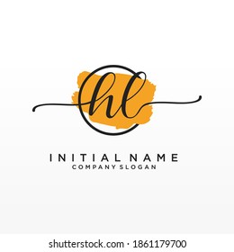 Initial HL beauty monogram and elegant logo design, handwriting logo of initial signature, wedding, fashion, floral and botanical with creative template.
