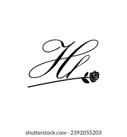 Initial HL handwriting flower typography ornament modern