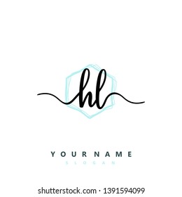 Initial HL handwriting logo template vector