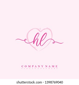 Initial HL handwriting logo template vector