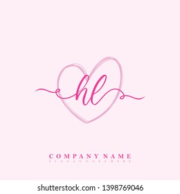 Initial HL handwriting logo template vector