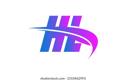 Initial HL letter Logo With Swoosh Design Graphic Vector Template for Business and Company Identity.