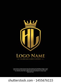 initial HL letter with shield style logo template vector