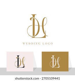 Logotipo inicial do monograma do casamento da letra HL LH