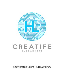 Initial HL logo concepts template vector. Data technology concepts.