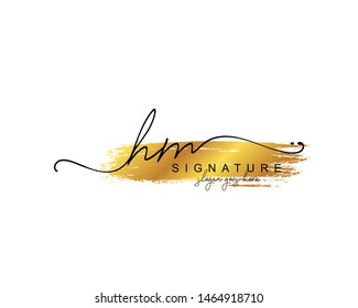 Initial HM beauty monogram and elegant logo design, handwriting logo of initial signature, wedding, fashion, floral and botanical with creative template.