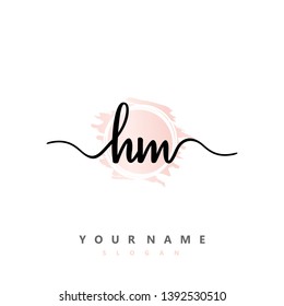 Initial HM handwriting logo template vector