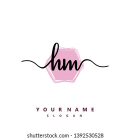 Initial HM handwriting logo template vector